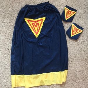 Costume: Super hero cape and arm cuffs